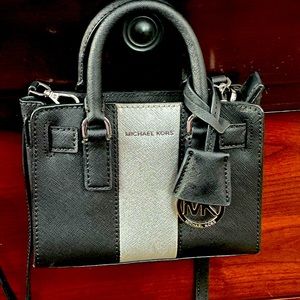 Michael Kors black silver mini crossbody bag